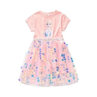 Imagem de Vestido Casual De Verão Da Menina Frozen Elsa Com Estampa De Princesa 