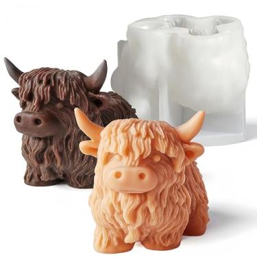 Imagem de Molde de silicone de vaca Highland, moldes antiaderentes de vaca 3D para resina, fabricação de sabão de vela, decoração de bolo de chocolate fondant, estatuetas, artesanato faça você mesmo