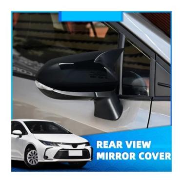 Imagem de Fibra de carbono exterior lateral espelho retrovisor capa guarnição Compatível com toyota corolla 2019 hatchback olhar espelho traseiro tampa(Carbon fiber pattern)