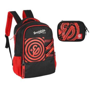 Imagem de Kit Mochila Estojo Escolar Juvenil Youtuber Enaldinho - Luxcel, Vermel