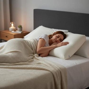 Imagem de Travesseiro Duoflex Nasa Alto Viscoelástico Confort Cor Bege 50 x 70cm