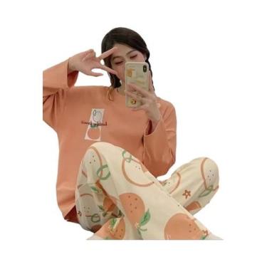 Imagem de Conjunto De Pijamas Femininos plus Size De Manga Longa Para Primavera 