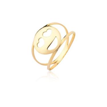 Imagem de Anel Emoji Olhos De Coração Ouro 18k - MAEHLER Arte Em Joias, Dourado