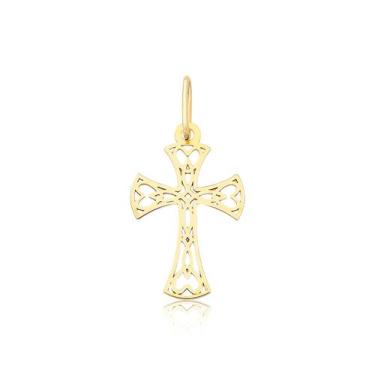 Imagem de Pingente Cruz Fé Cristo Ouro Puro 10k Pm07 - MAEHLER, Dourado
