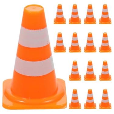 Imagem de Healifty 80 peças mini cones de trânsito: cones de trânsito de plástico placas de estrada simulação de bloqueio de estrada adereços de cena para construção de engenharia de mesa de areia