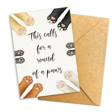 Imagem de Cartão de formatura This Calls for a Round of a Paws, cartão de parabéns com estampa de pata fofa para amantes de animais, estudantes de veterinária, pais de animais de estimação, amantes de cães e
