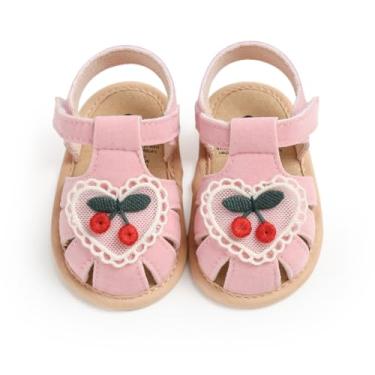 Imagem de GDSDYM Sandálias de verão para bebês meninas com laço de flor, sola macia, sapatos rasteirinhos, para recém-nascidos, primeiros andadores, berço, 06 Rosa, 12-18 Months Toddler