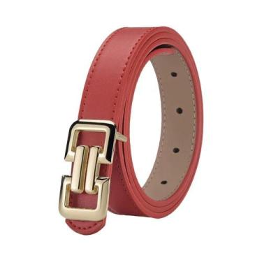 Imagem de Cinto Feminino Colorido Em PU Com Fivela Lisa, Moderno E Elegante Para