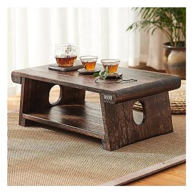 Imagem de ZXLPHA Mesa de centro requintada multifuncional baixa, mesa de tatame portátil, mesa de centro dobrável sem montagem, mesa de altar de meditação, decoração de móveis, armazenamento conveniente