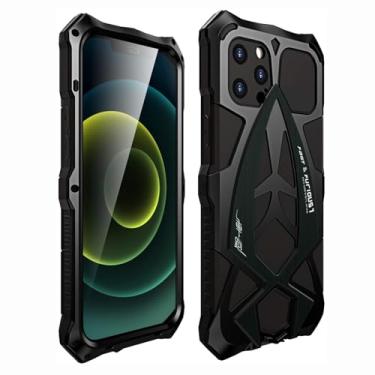 Imagem de HUHUCASE Capa protetora de nível militar para iPhone 16 Pro Max - Capa absorvente de choque com protetor de tela integrado e amortecedor de metal (verde, iPhone 13 Pro Max)