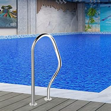 Imagem de KIDYBO Trilhos de piscina com parafusos autoadesivos, trilho de fácil montagem manual, corrimão de segurança para piscina, corrimão curvado, trilho de piscina