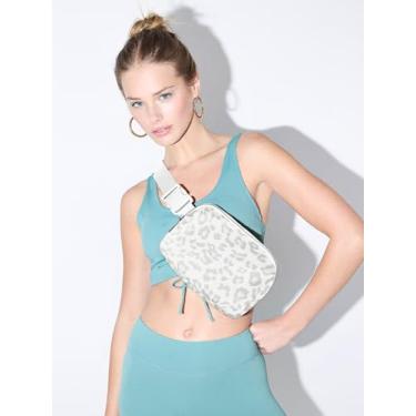 Imagem de Bolsa de cinto unissex, bolsa de cintura, bolsa tiracolo moderna com alça ajustável para treino, corrida, viagem, caminhada, Oncinha branco, Medium, Casual