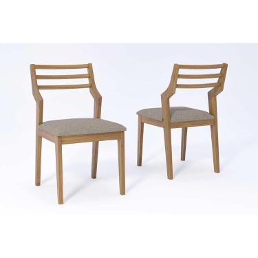 Imagem de Cadeiras Cozinha Damasco Kit 2 Un Carvalho/Linho Bege Cimol