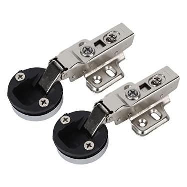 Imagem de Aramox Dobradiça de Armário, 2 Pacotes, Aço Inoxidável, 35 Copos, Amortecimento de Porta de Vidro, Dobradiça Silenciosa, Fechamento Automático para Porta de Vidro (Sobreposição de meia curvatura