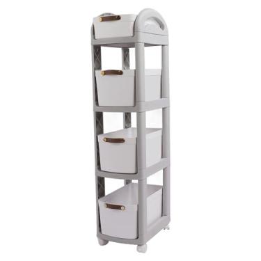 Imagem de Rack de armazenamento de várias camadas Organizador de piso removível ampliado e espessado com rodas para cozinha Prateleiras de cesta de vegetais Material PP Prateleira de 2 3 ou (4 camadas)