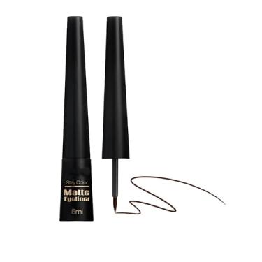 Imagem de MAEPEOR Delineador líquido ultrafino marrom claro altamente pigmentado fosco delineador para maquiagem o dia todo com ponta de pincel fino (L02 Coffe Matte)