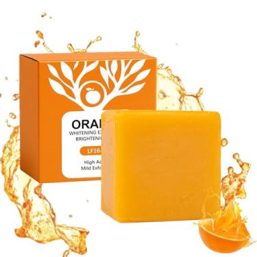Imagem de Sabonete esfoliante Orange Enzymes para rosto e corpo, barra esfoliante laranja, esfoliante corporal hidratante facial, sabonete facial suave de limpeza profunda para todos os tipos de pele (1 pacote