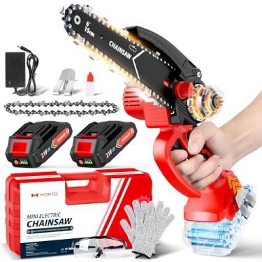 Imagem de Motosserra de 15 cm, pacote com 2 baterias de 2000 mAh, minimotosserra, presentes de aniversário, Natal, para homens, portátil, sem fio, para projetos de corte de madeira, ferramentas de jardinagem