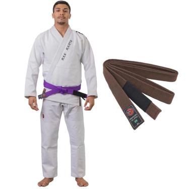 Imagem de Kimono Jiu Jitsu Hanzo Traçado Reforçado 450g Branco com Faixa Naja Extreme-Unissex