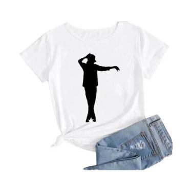 Imagem de Camiseta Gráfica Michael Jackson plus Size Para Mulheres, Estilo Haraj