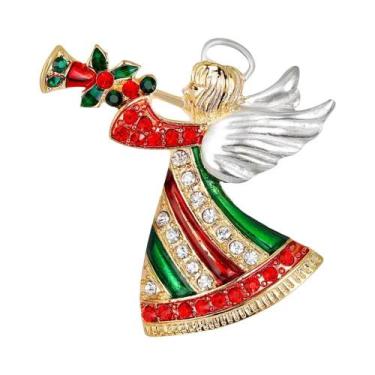 Imagem de Broche Feminino De Natal Com Strass, Design De Pinheiro, Maçã, Sino E 