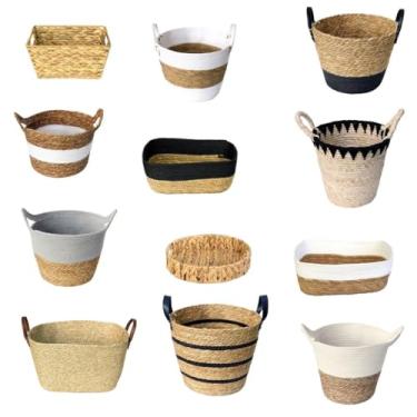 Imagem de Cesto Organizador de Fibra Natural Multiuso em Palha Seagrass para Decoração e Organização(3029)