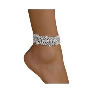 Imagem de Tornozeleira Feminina Moderna Com Múltiplas Fileiras De Strass Para Fe