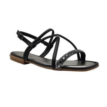 Imagem de Sandália Moda Feminina Rasteira Strass Fivela Mississipi Q9542-Feminino