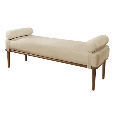 Imagem de Recamier Banco Berlim Luxo Madeira Maciça Castellar Móbile Linho Bege Claro Linho Bege Claro
