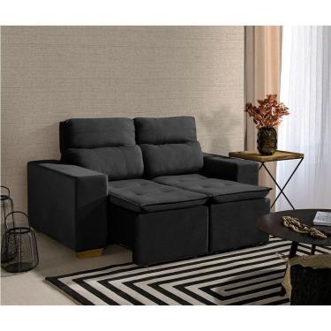 Imagem de Sofá 2 Lugares 150cm Com Molas, Retrátil E Reclinável Preto