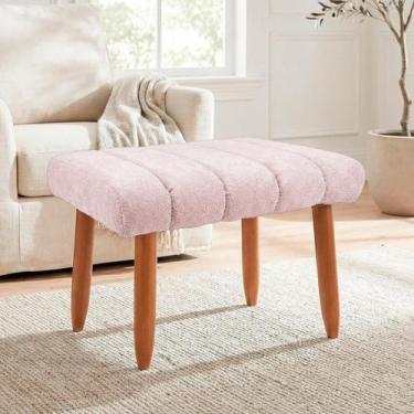 Imagem de Banqueta Decorativa Puff Retangular Nina Para Sala Bouclê - SOFA STORE