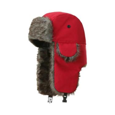 Imagem de Chapéu Ushanka Masculino De Inverno Estilo Militar Com Forro De Pele E