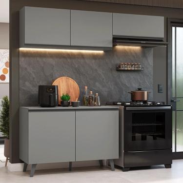 Imagem de Armário De Cozinha Compacta 200cm Cinza Nice Madesa 01 Cinza