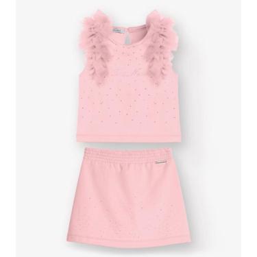 Imagem de Conjunto Blusa com Shorts Saia Menina Trick Nick Rosa, 8, Rosa
