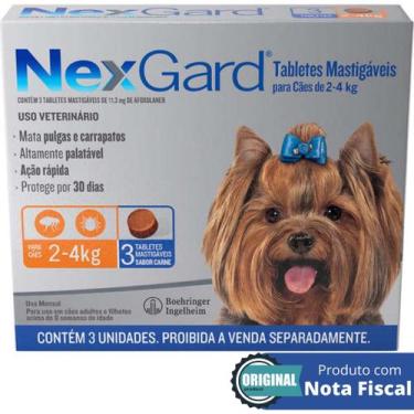 Imagem de Nexgard Antipulgas E Carrapatos Cães 2 A 4kg Com 3 Tabletes SABOR CARN