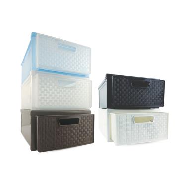 Imagem de Kit 4 Gaveteiro Modular Empalhável Organizador Multiuso Rattan Plástico Resistente 1 Unidade