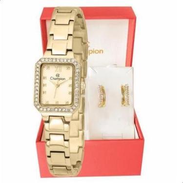 Imagem de Relógio Feminino Champion Dourado Pequeno CF25465G + Brincos-Feminino
