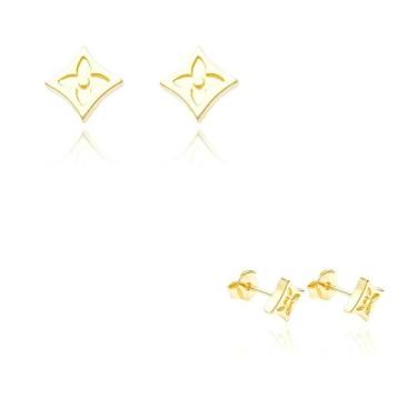 Imagem de Brinco Feminino Pequeno  Banhado a Ouro 18K - Tropical Joias, Ouro