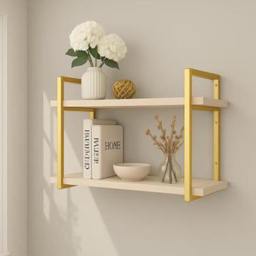 Imagem de Prateleira Nicho Estilo Industrial 80cm Maldivas Base de Ferro Tampo d