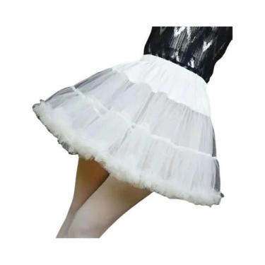 Imagem de Saia Tutu Branca Com Babados Para Meninas, Minissaia Rodada E Volumosa