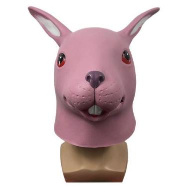 Imagem de Máscara de cosplay, linda festa de látex com capuz de coelho rosa - yi