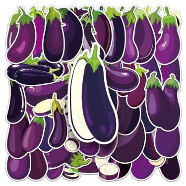 Imagem de Adesivos, berinjelas, vegetais, vinil impermeável, 50 unidades/lote - 