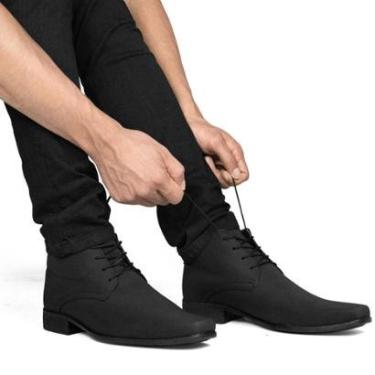 Imagem de Bota Social Masculina Cano Médio Nobuck Bico Fino Quadrado Slim-Masculino