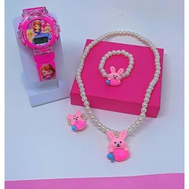 Imagem de Kit Relógio Digital Pisca Luz Led Colorido Toca Musica Disney +Conjunt