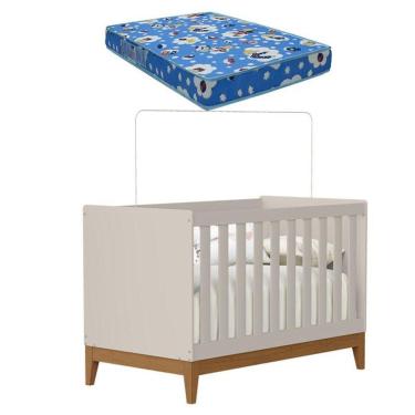 Imagem de Berço Americano Flip Areia Acetinado Com Colchão - Reller