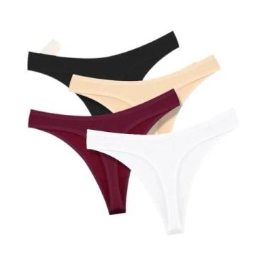 Imagem de Conjunto De 4 Calcinhas Thong De Algodão Sem Costura Sexy Para Mulhere