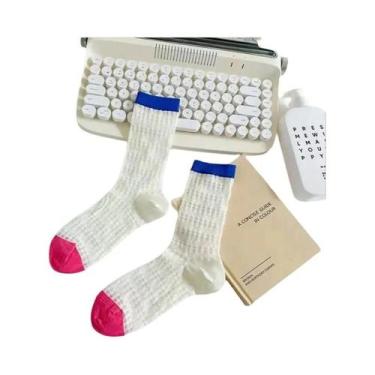 Imagem de Meias Femininas De Cano Médio a Curto, 4 a 8 Pares, Cor Sólida, Estilo