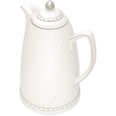 Imagem de Garrafa Térmica De Porcelana Branco E Prata - Rojemac
