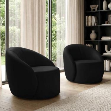 Imagem de Poltrona Sala Orgânica Kit 2 Lua Fixa Sintético D03 - D Rossi - DRossi