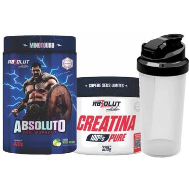 Imagem de Kit PréTreino Absoluto 420g Creatina Pura 300g Coqueteleira Grátis  De